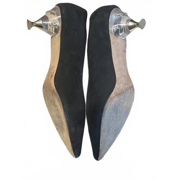 Kate Spade Coco Kitten Heel Black Suede Pumps Decorative Clear Heel Size 8.5 - Picture 7 of 8